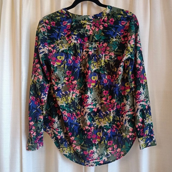 J.Crew Women's Multicolor/Floral Long Sleeve Half Button Up Sheer Top Size XS - Picture 5 of 5